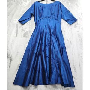 Vintage 50s Adrian Tabin Sharkskin Midnight Blue Cocktail Dress Size 8/M Formal